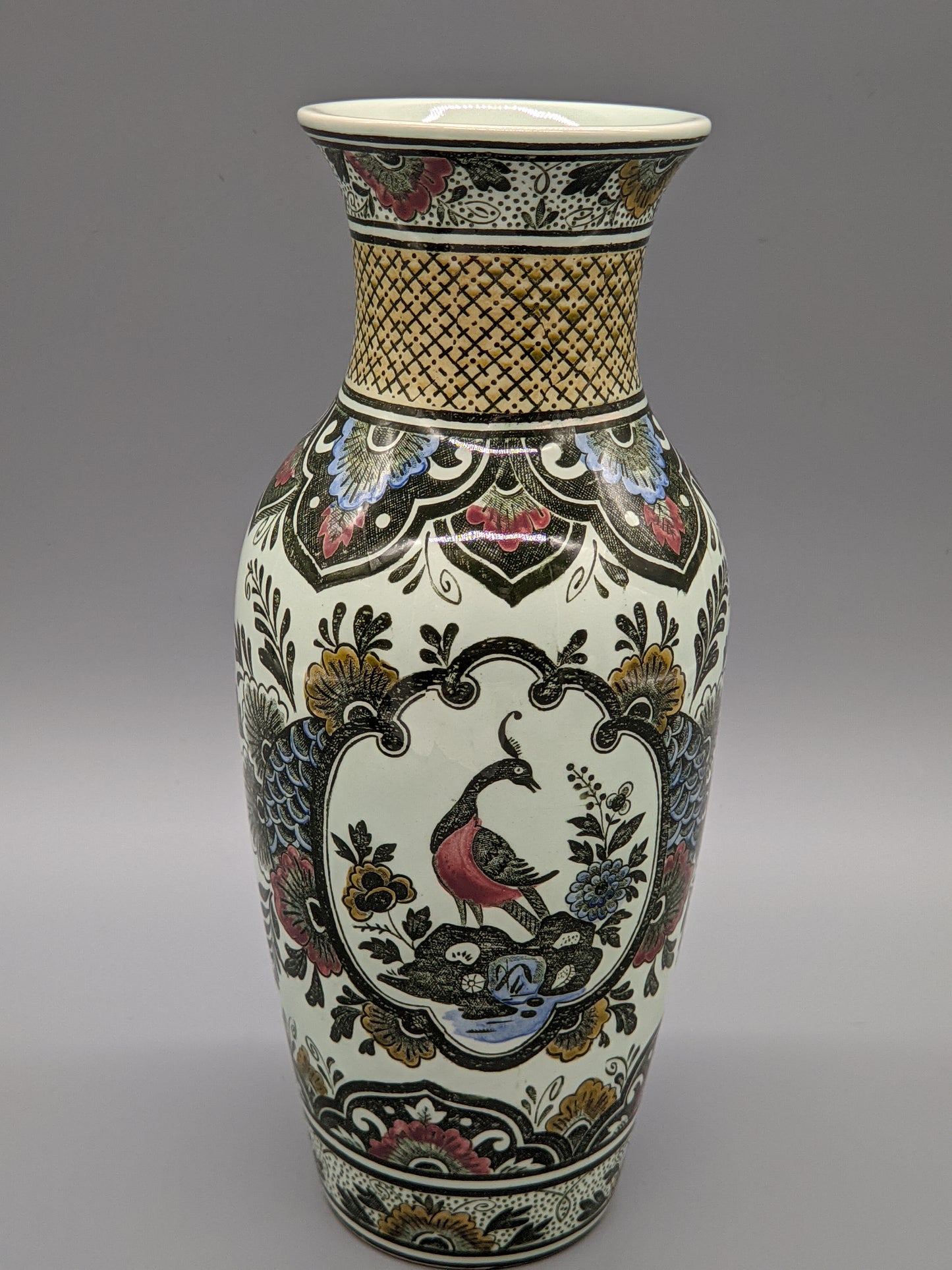 Villeroy & Boch Paon Vase Handausgemaltes Pfauen Motiv