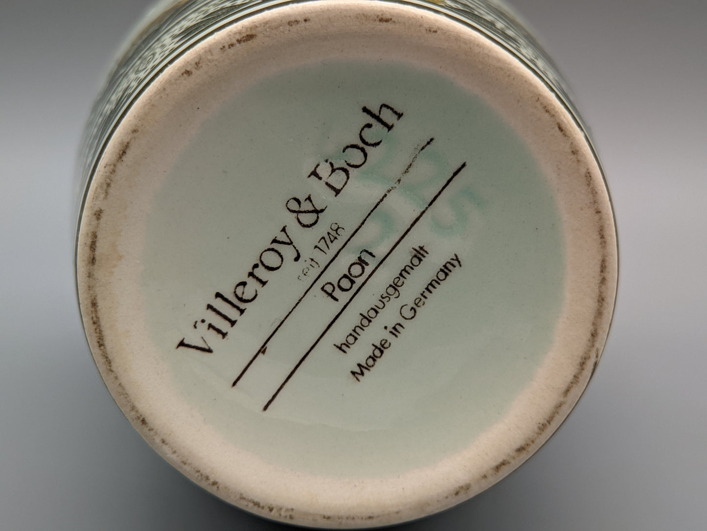Villeroy & Boch Paon Vase Handausgemaltes Pfauen Motiv