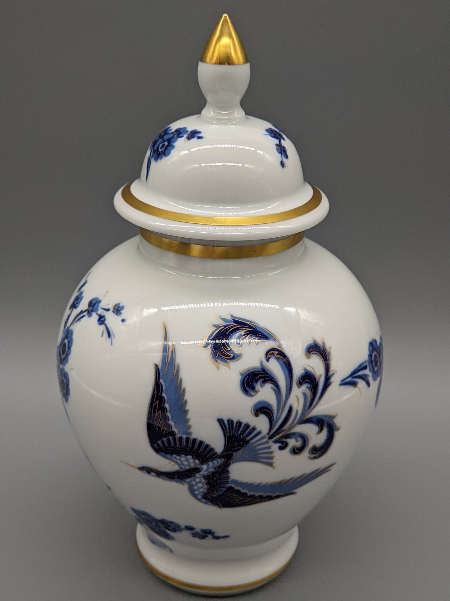 Schumann Arzberg Deckel Vase  Paradiesvogel-Dekor in Echt Cobalt