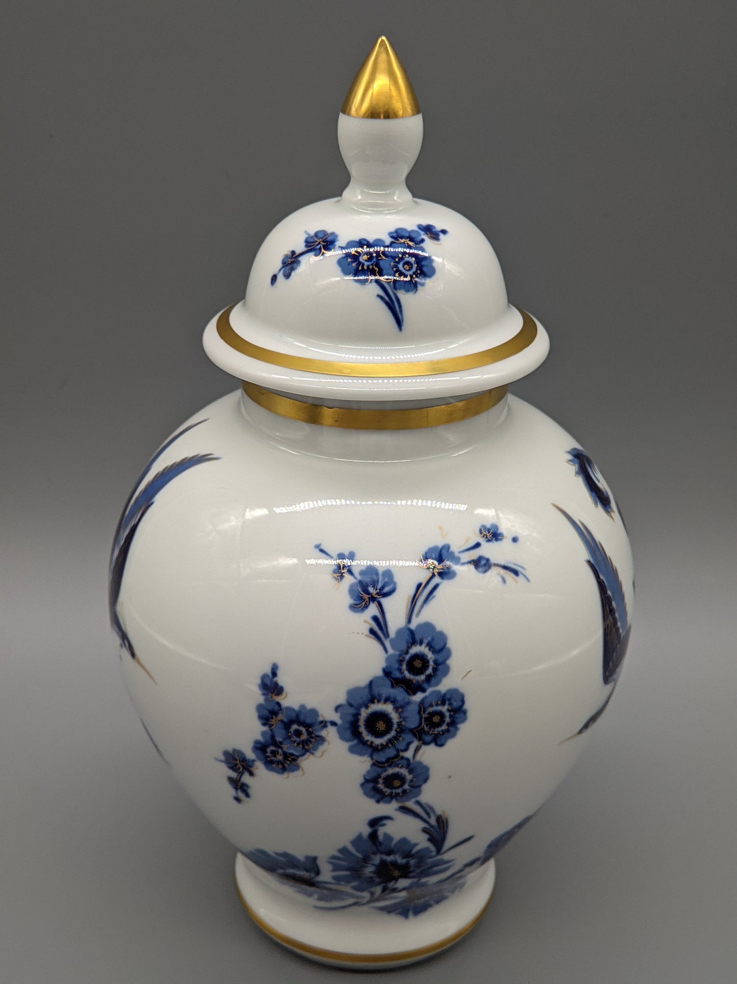 Schumann Arzberg Deckel Vase  Paradiesvogel-Dekor in Echt Cobalt