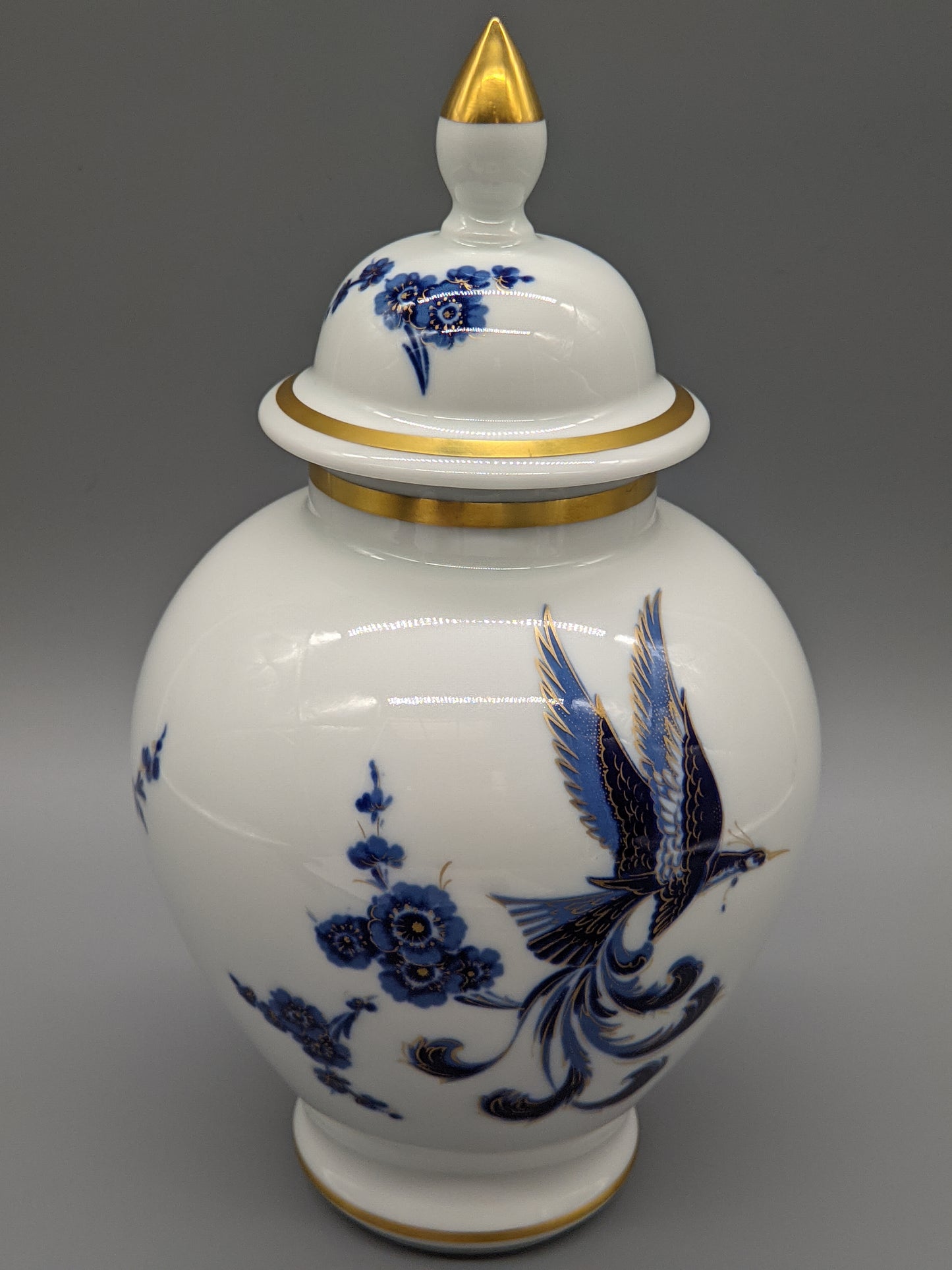 Schumann Arzberg Deckel Vase  Paradiesvogel-Dekor in Echt Cobalt
