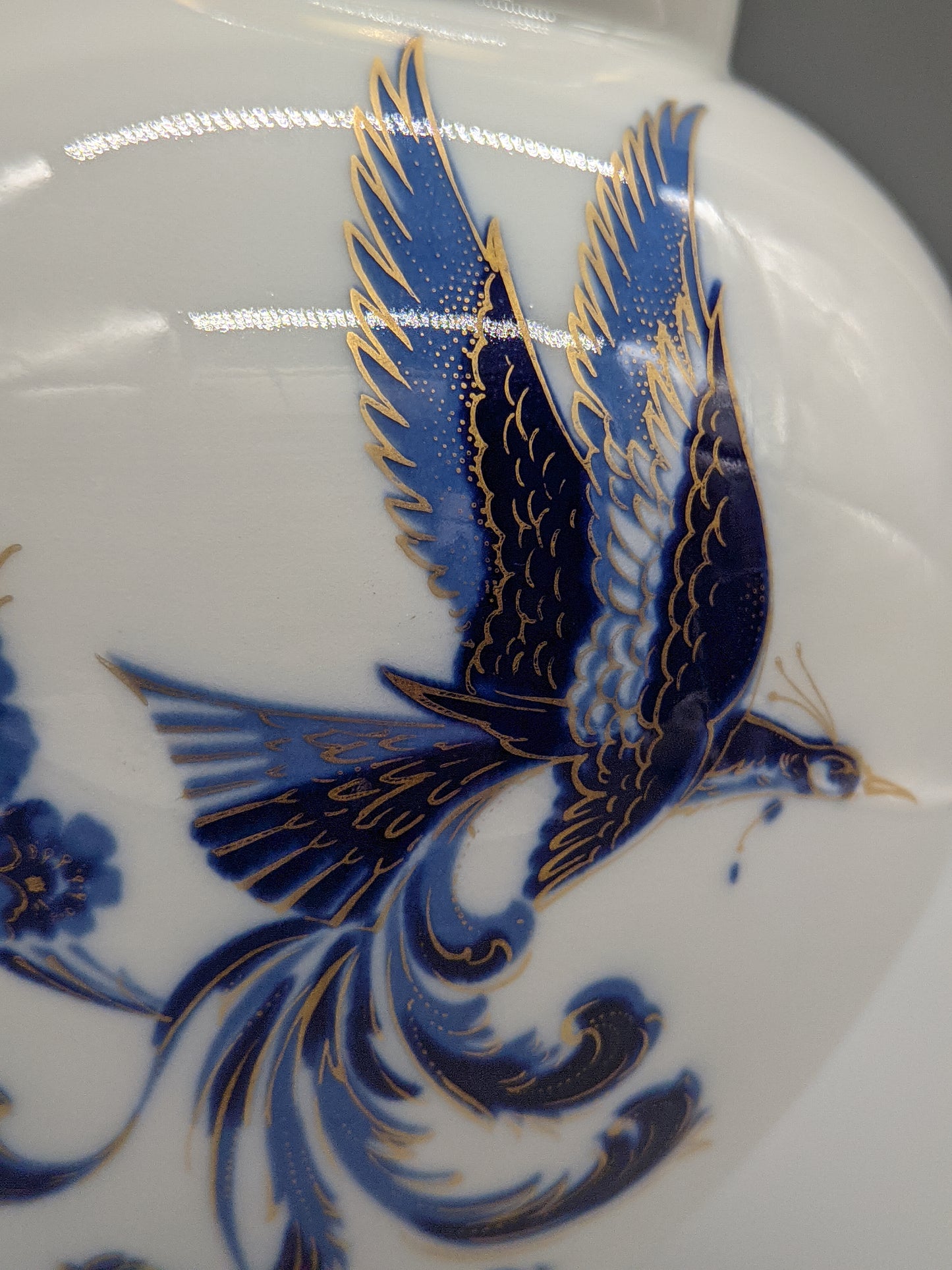 Schumann Arzberg Deckel Vase  Paradiesvogel-Dekor in Echt Cobalt