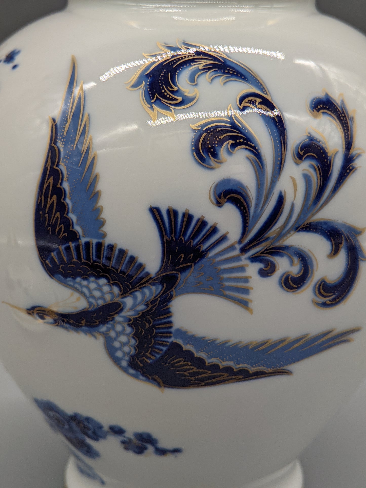 Schumann Arzberg Deckel Vase  Paradiesvogel-Dekor in Echt Cobalt