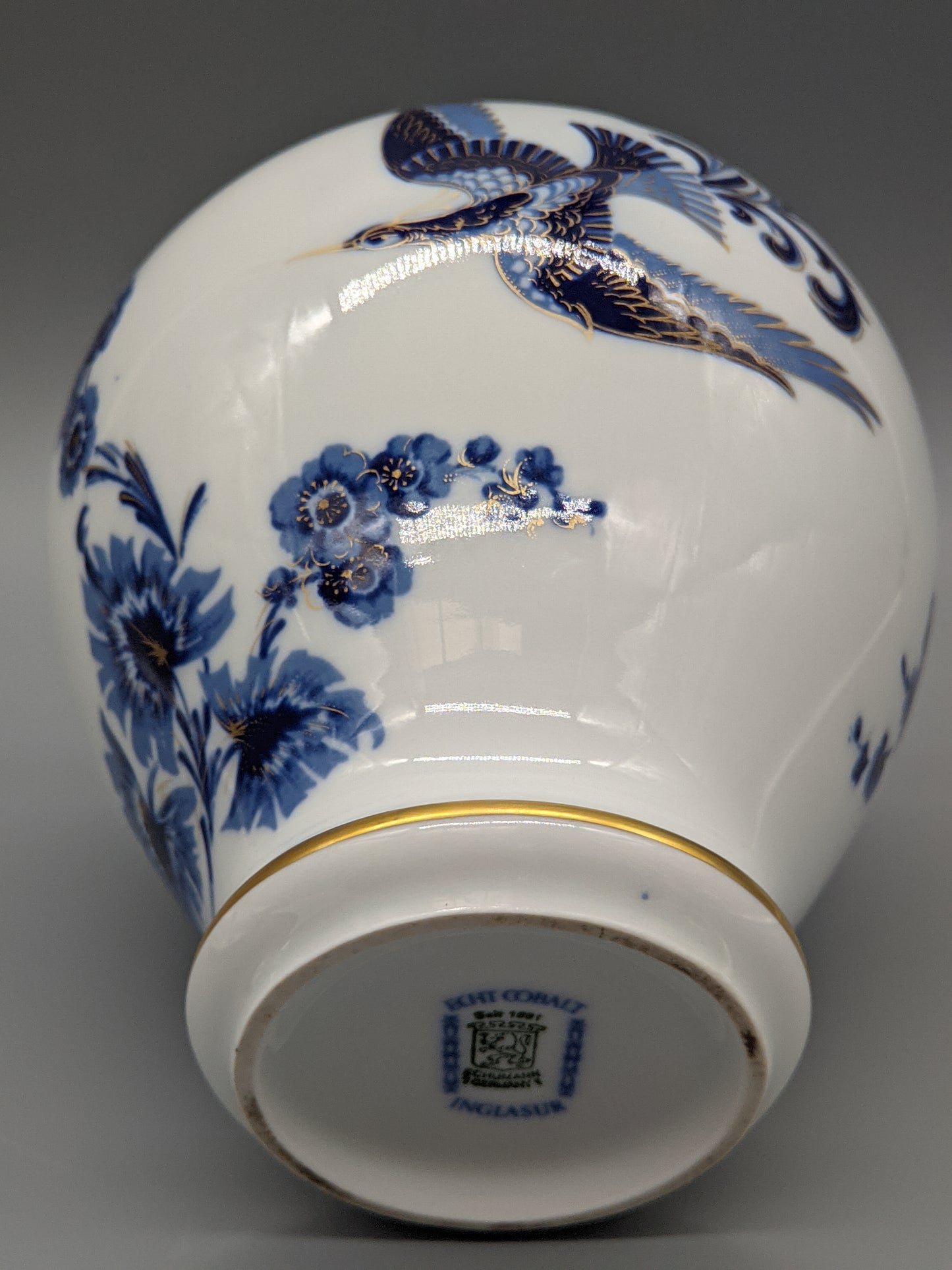 Schumann Arzberg Deckel Vase  Paradiesvogel-Dekor in Echt Cobalt