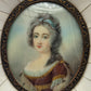 Antike Miniature Malerei Portrait einer Dame im Mosaikrahmen