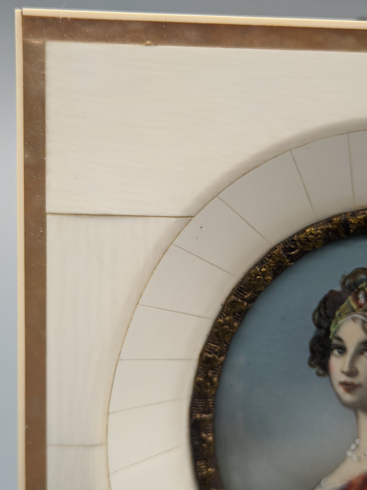 Antike Porträtminiatur Dame im Empire-Stil Signiert Libon