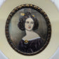 Antike Miniatur Biedermeier Dame im Rahmen Porträt Damen Bild