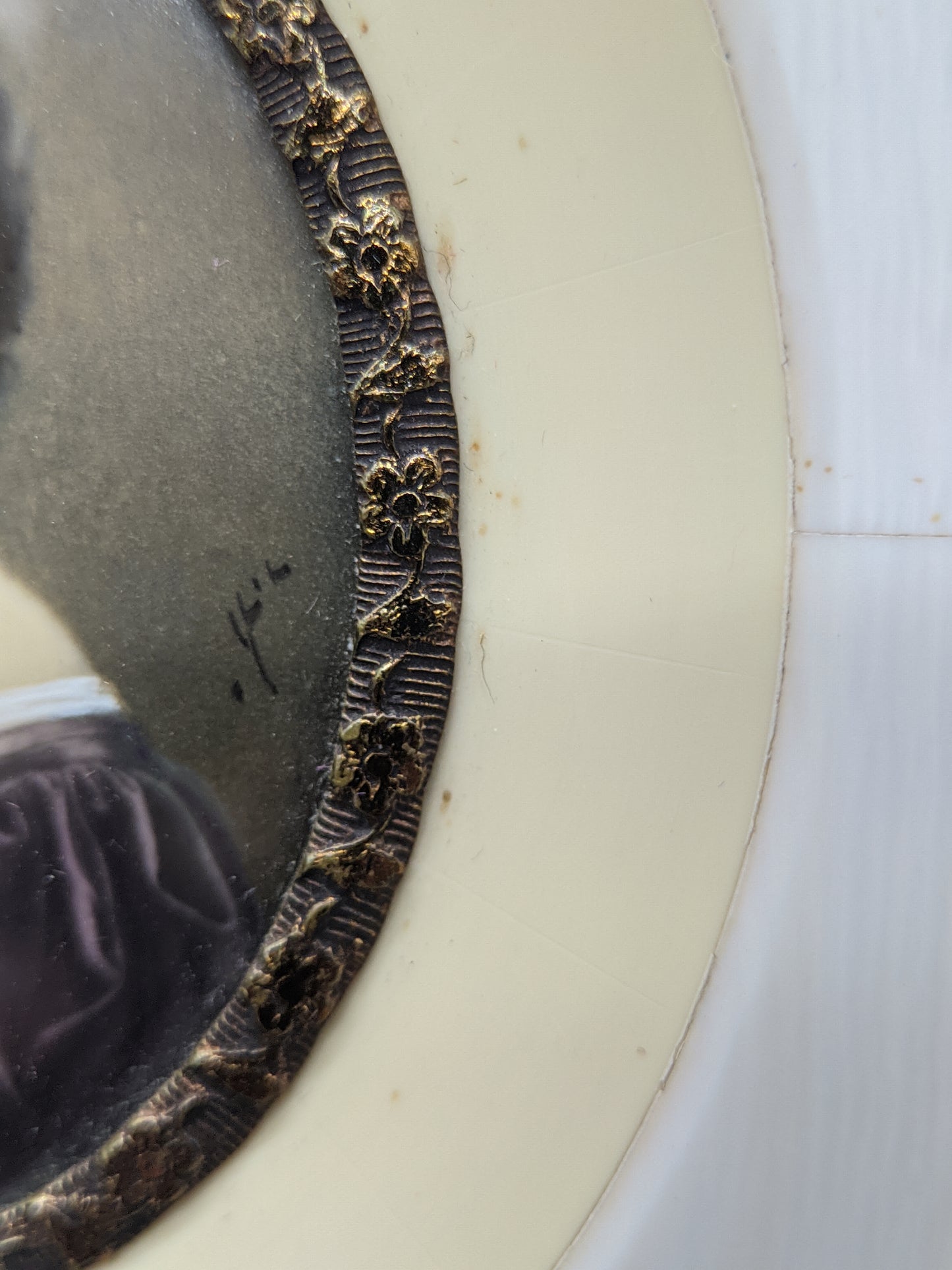 Antike Miniatur Biedermeier Dame im Rahmen Porträt Damen Bild