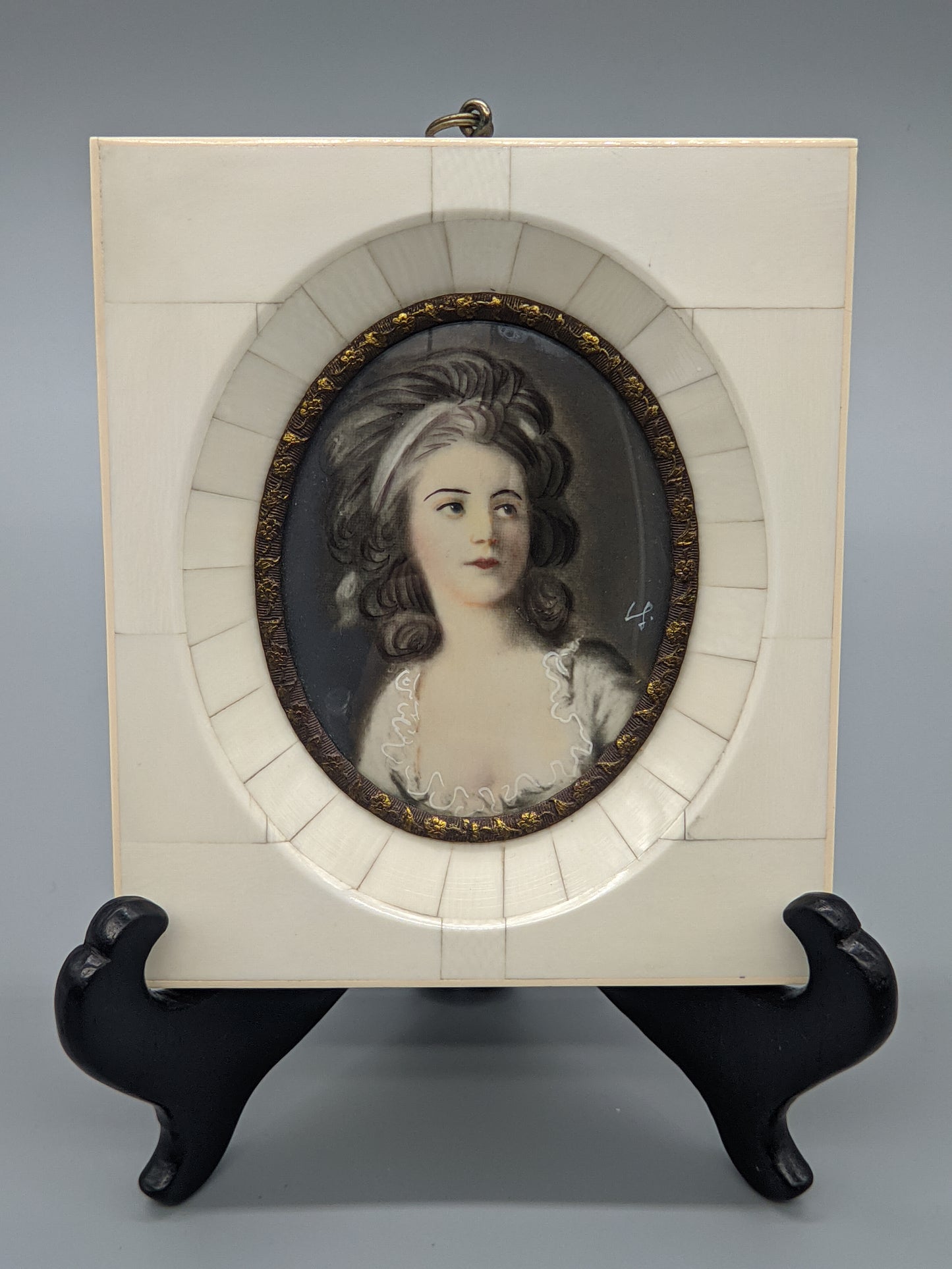 Klassisches Porträt einer Dame im Oval Miniaturgemälde Kunstwerk