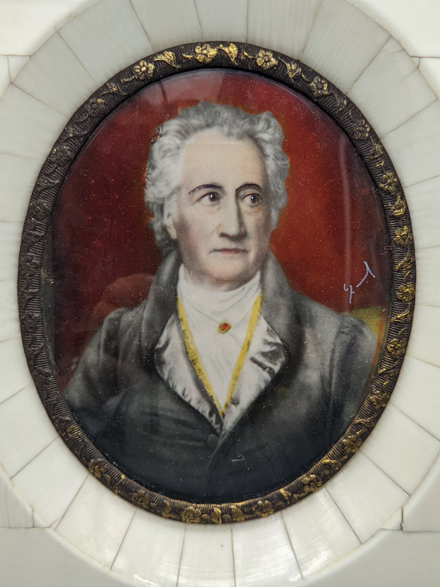 Antik-Stil Goethe Miniatur Porträt Deutsche Schule XIX