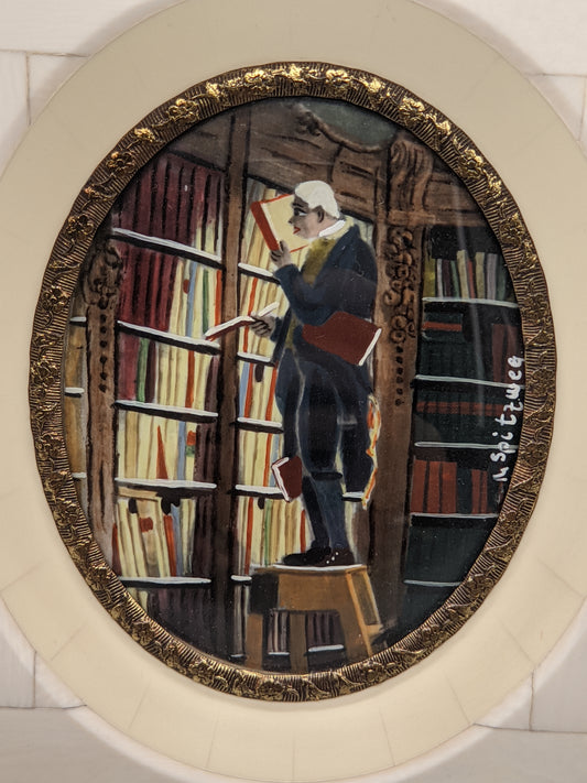 Deutsche Schule Miniatur Der Bücherwurm nach Carl Spitzweg