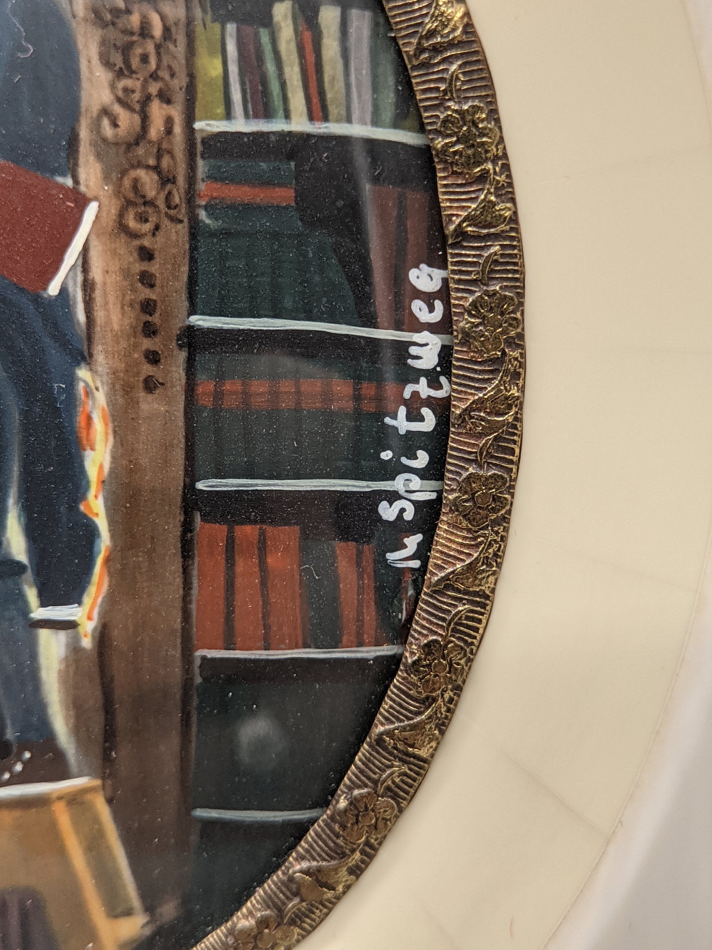 Deutsche Schule Miniatur Der Bücherwurm nach Carl Spitzweg