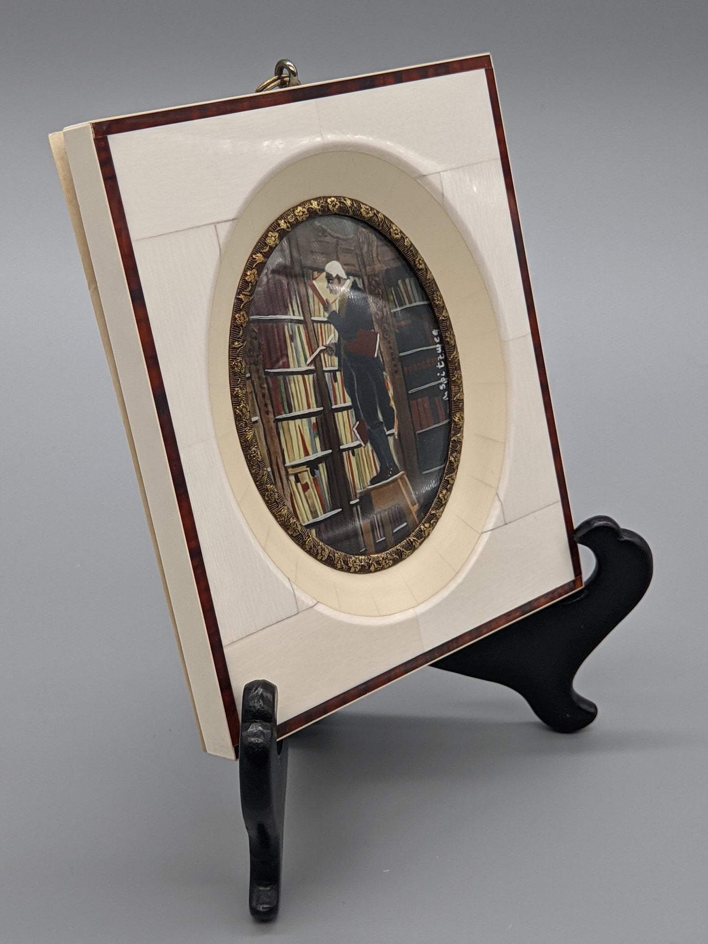 Deutsche Schule Miniatur Der Bücherwurm nach Carl Spitzweg
