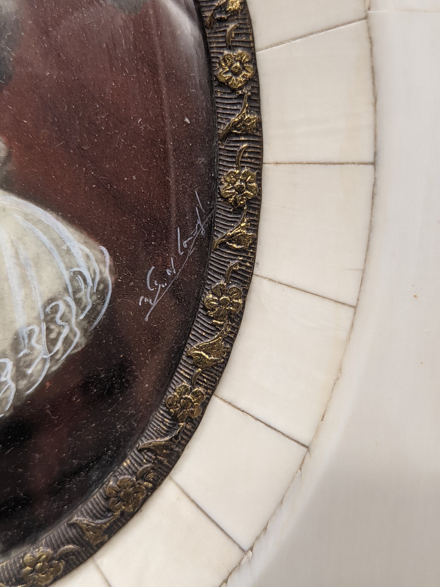 Antikes Miniaturporträt einer edlen Dame Elegantes Kunstwerk