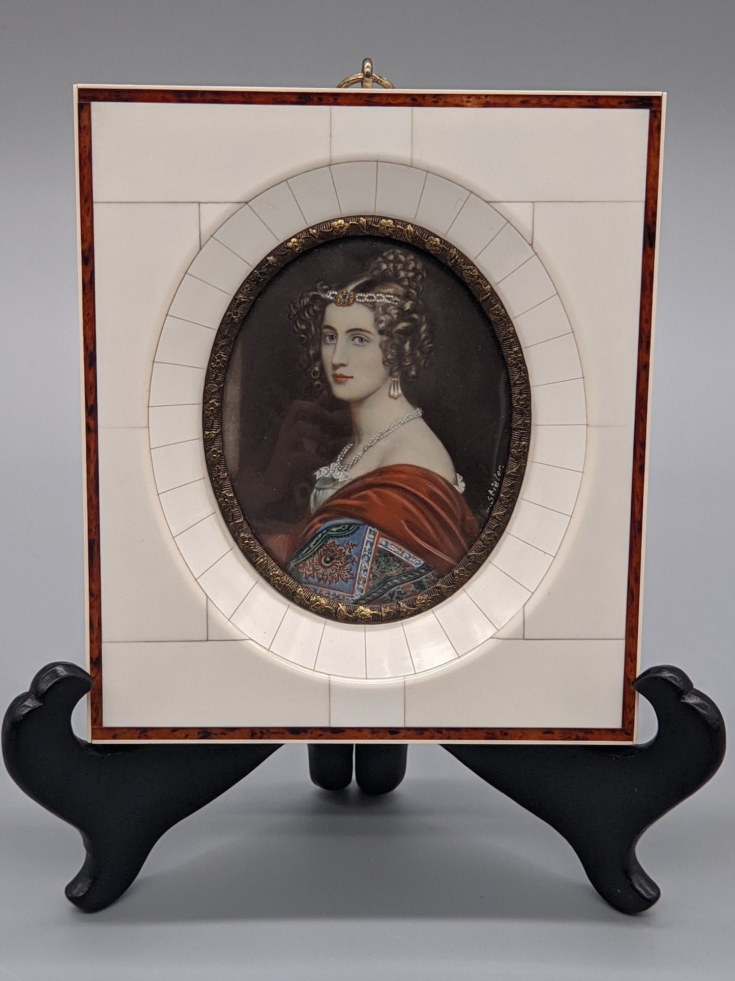 Antike Porträtminiatur nach Joseph Stieler