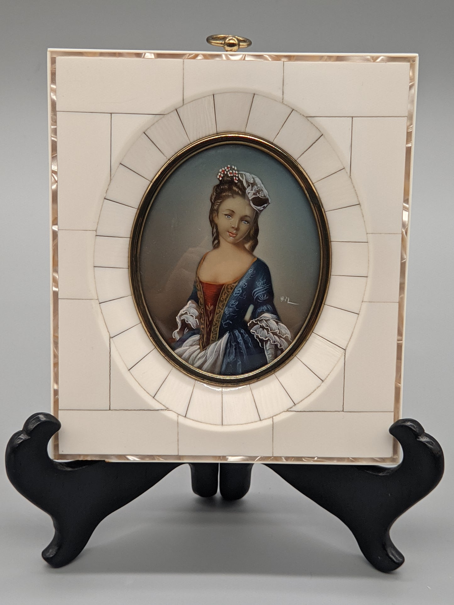 Klassisches Miniaturporträt einer Dame im barocken Stil Handgemalt