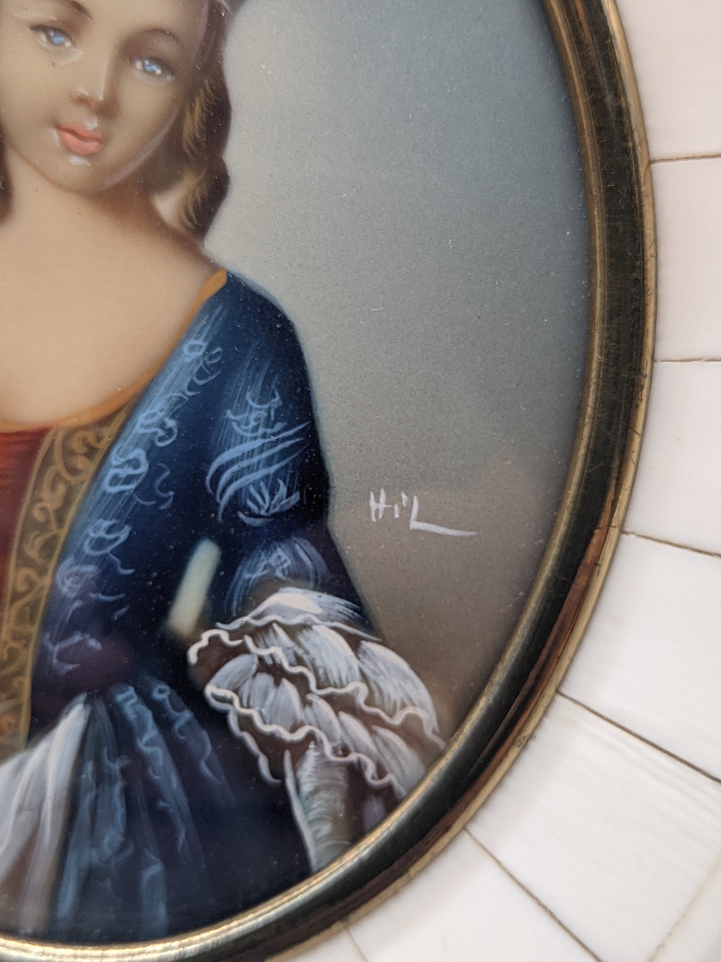 Klassisches Miniaturporträt einer Dame im barocken Stil Handgemalt