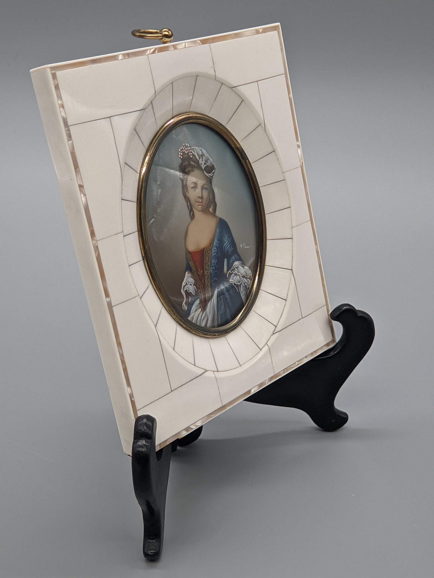Klassisches Miniaturporträt einer Dame im barocken Stil Handgemalt