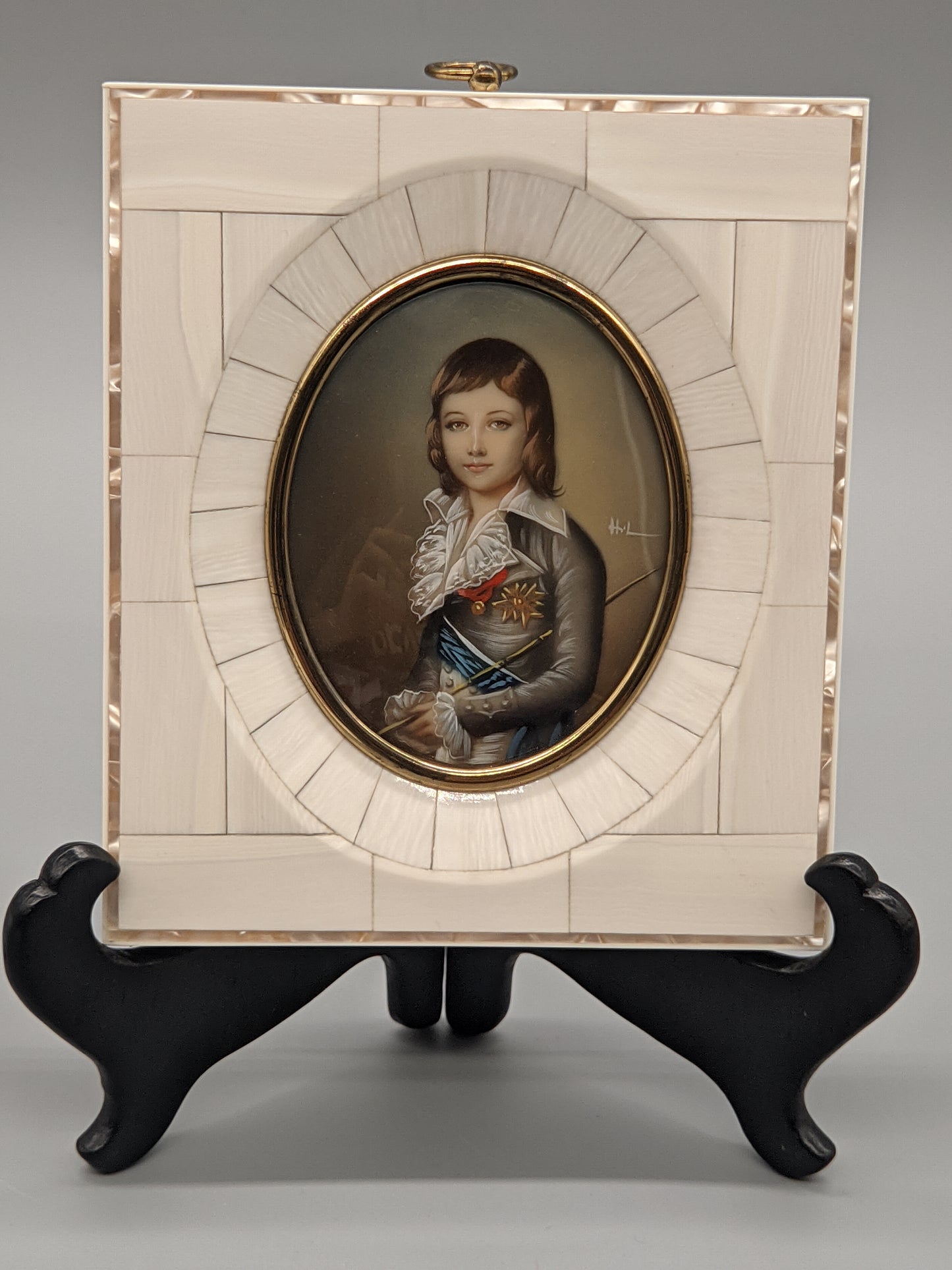 Französische Schule (XIX) Edles Miniatur Portrait eines Knaben