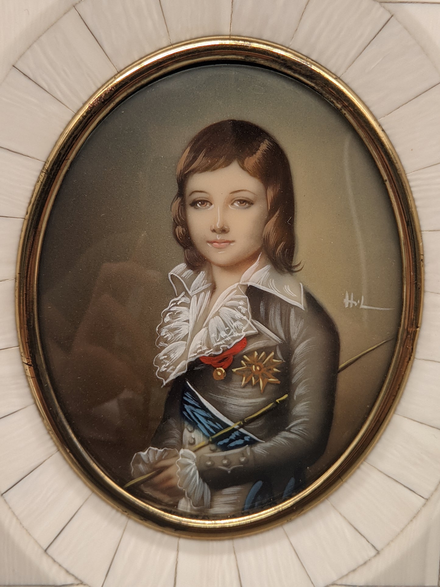 Französische Schule (XIX) Edles Miniatur Portrait eines Knaben