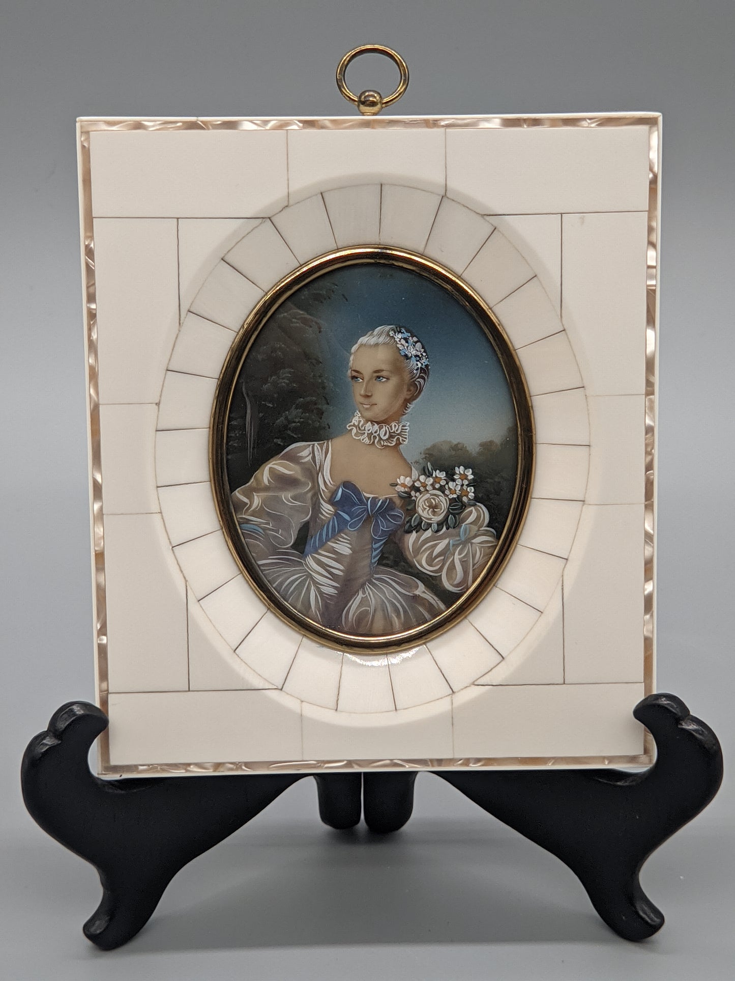 Französische Schule (XIX) Elegantes Damen Portrait Miniaturmalerei