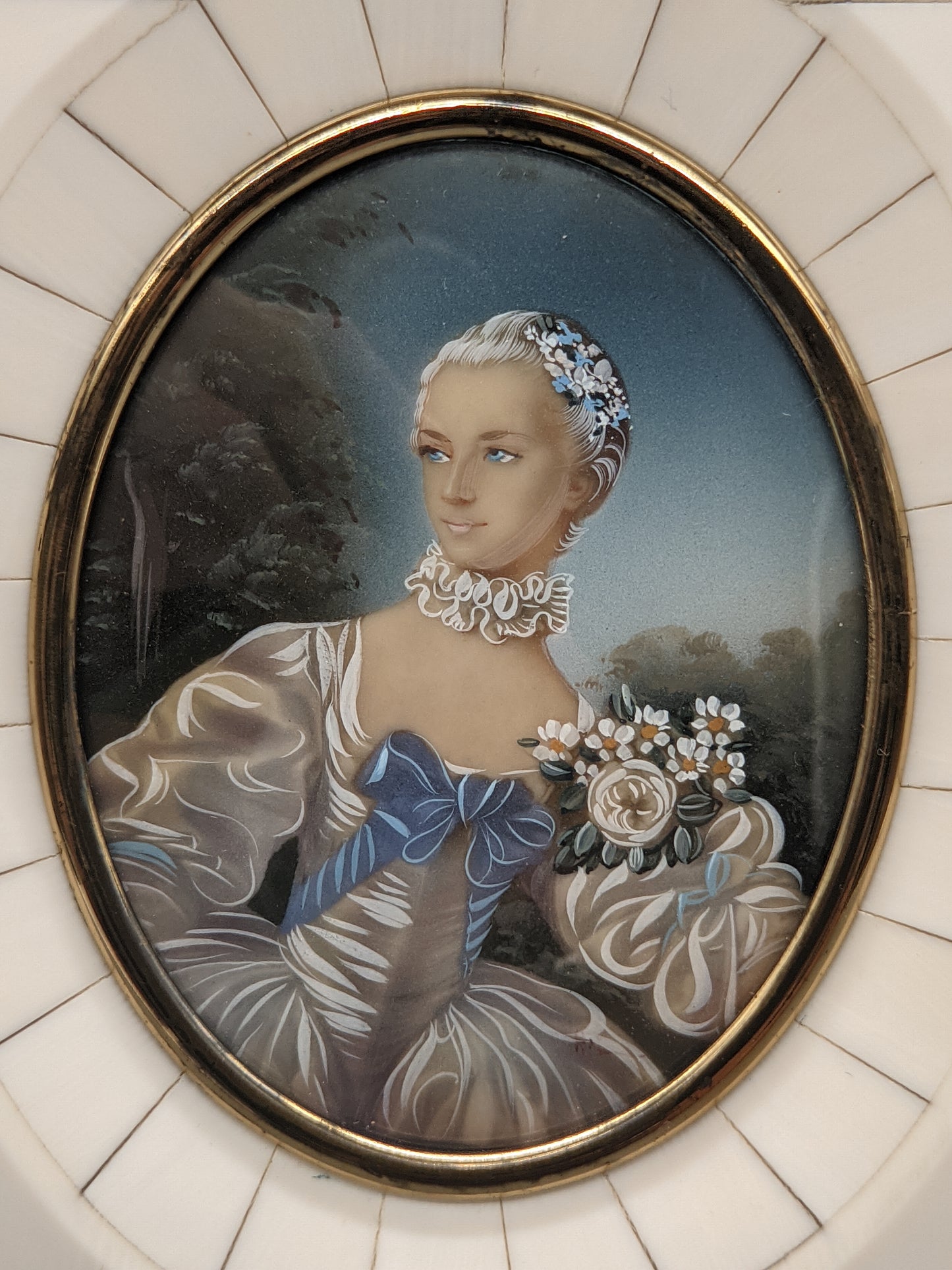 Französische Schule (XIX) Elegantes Damen Portrait Miniaturmalerei