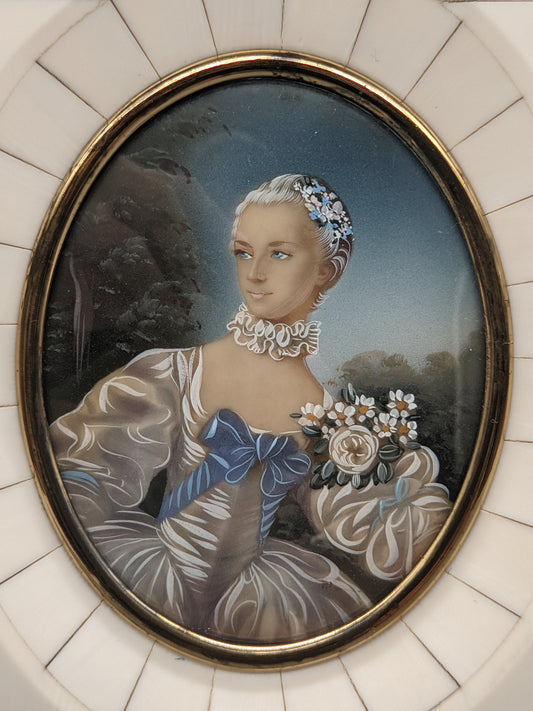 Französische Schule (XIX) Elegantes Damen Portrait Miniaturmalerei