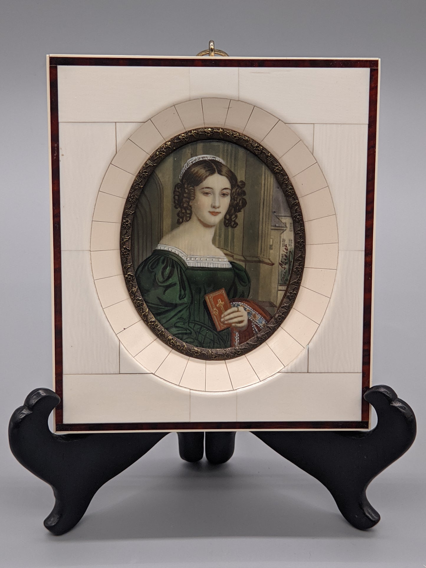 Antikes Miniaturporträt Deutsche Schule (XIX) Elegante Dame