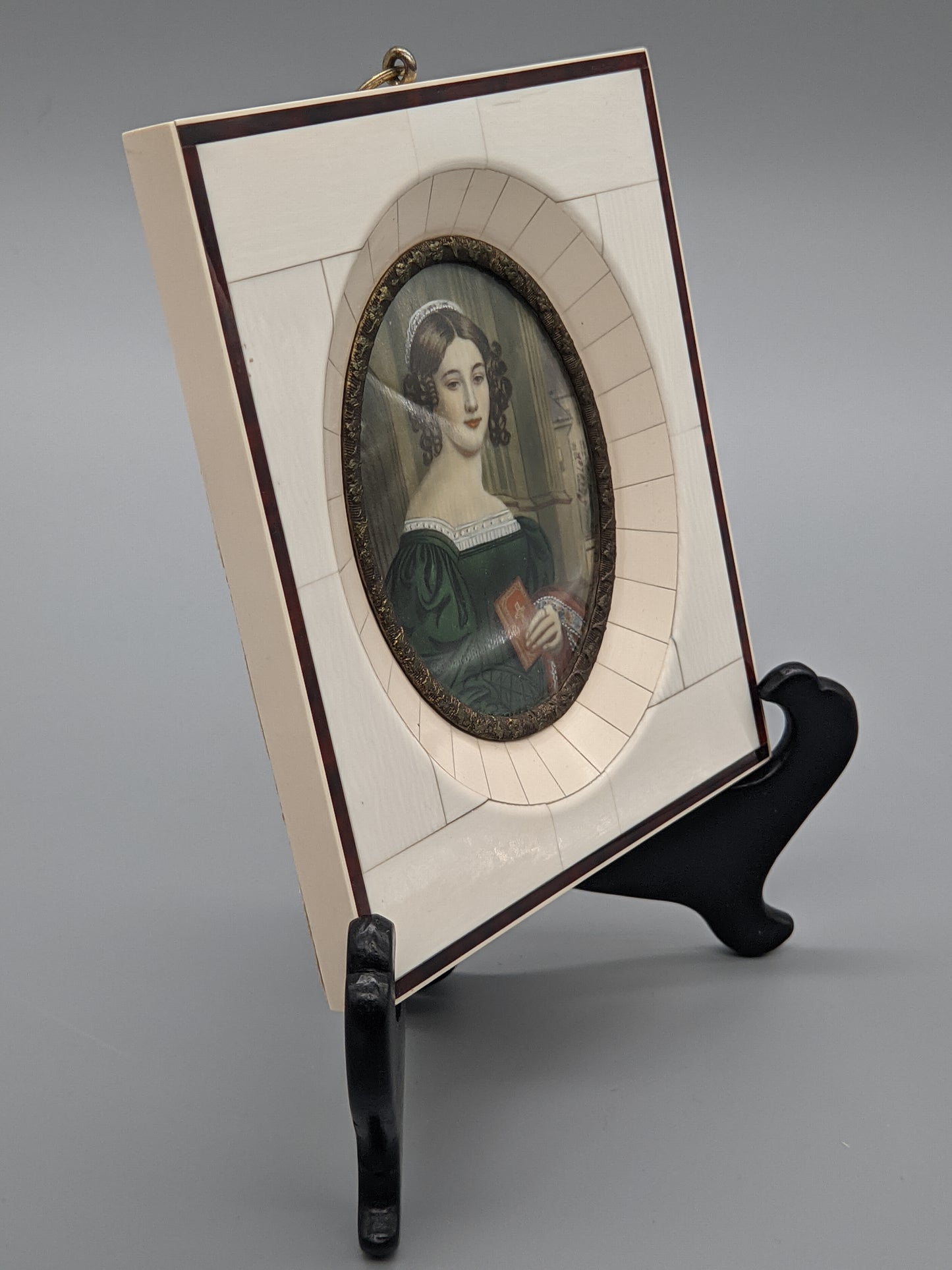 Antikes Miniaturporträt Deutsche Schule (XIX) Elegante Dame
