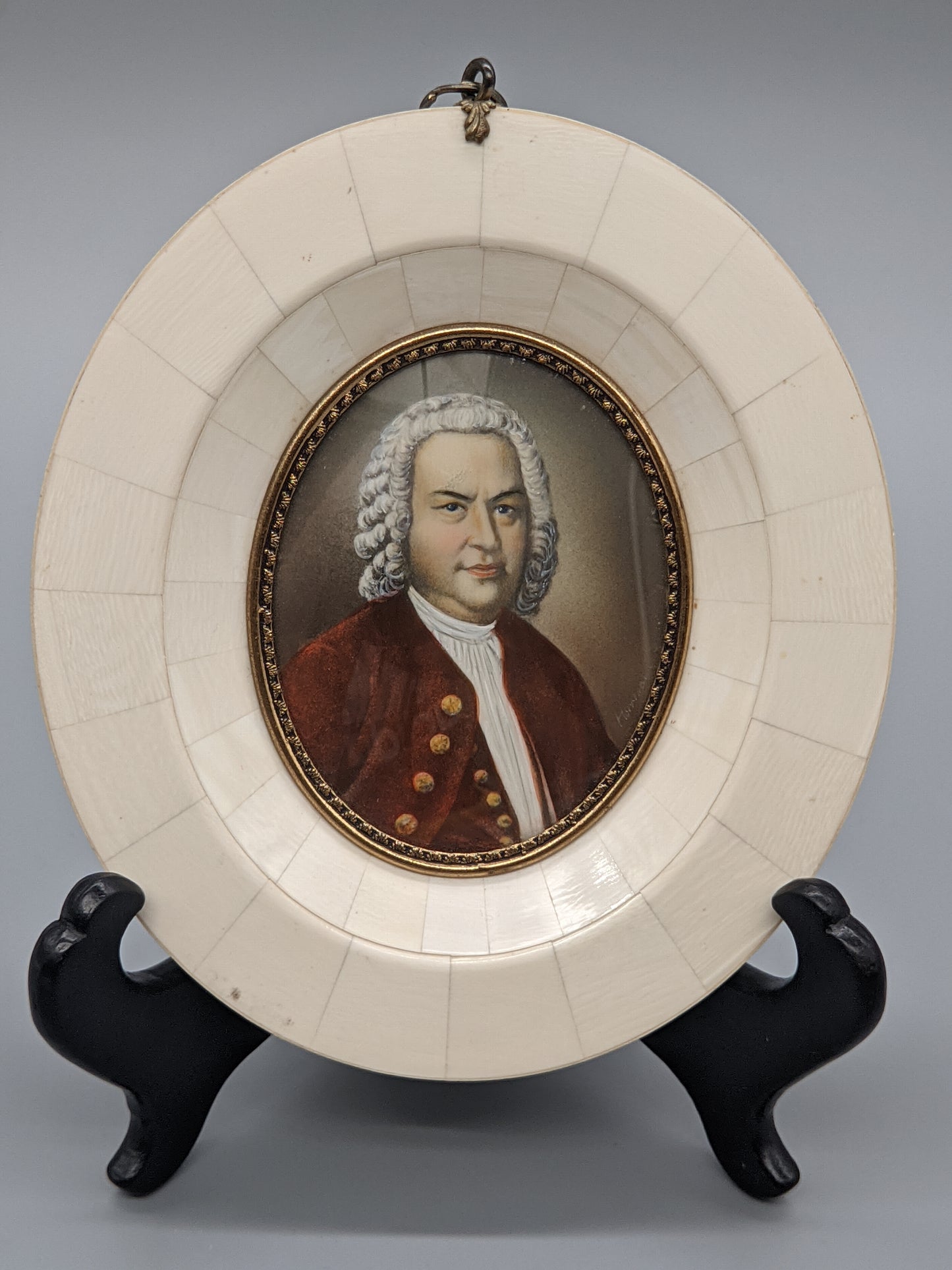 Feine Miniatur Malerei Porträt Johann Sebastian Bach