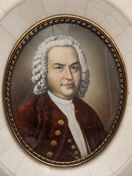 Feine Miniatur Malerei Porträt Johann Sebastian Bach
