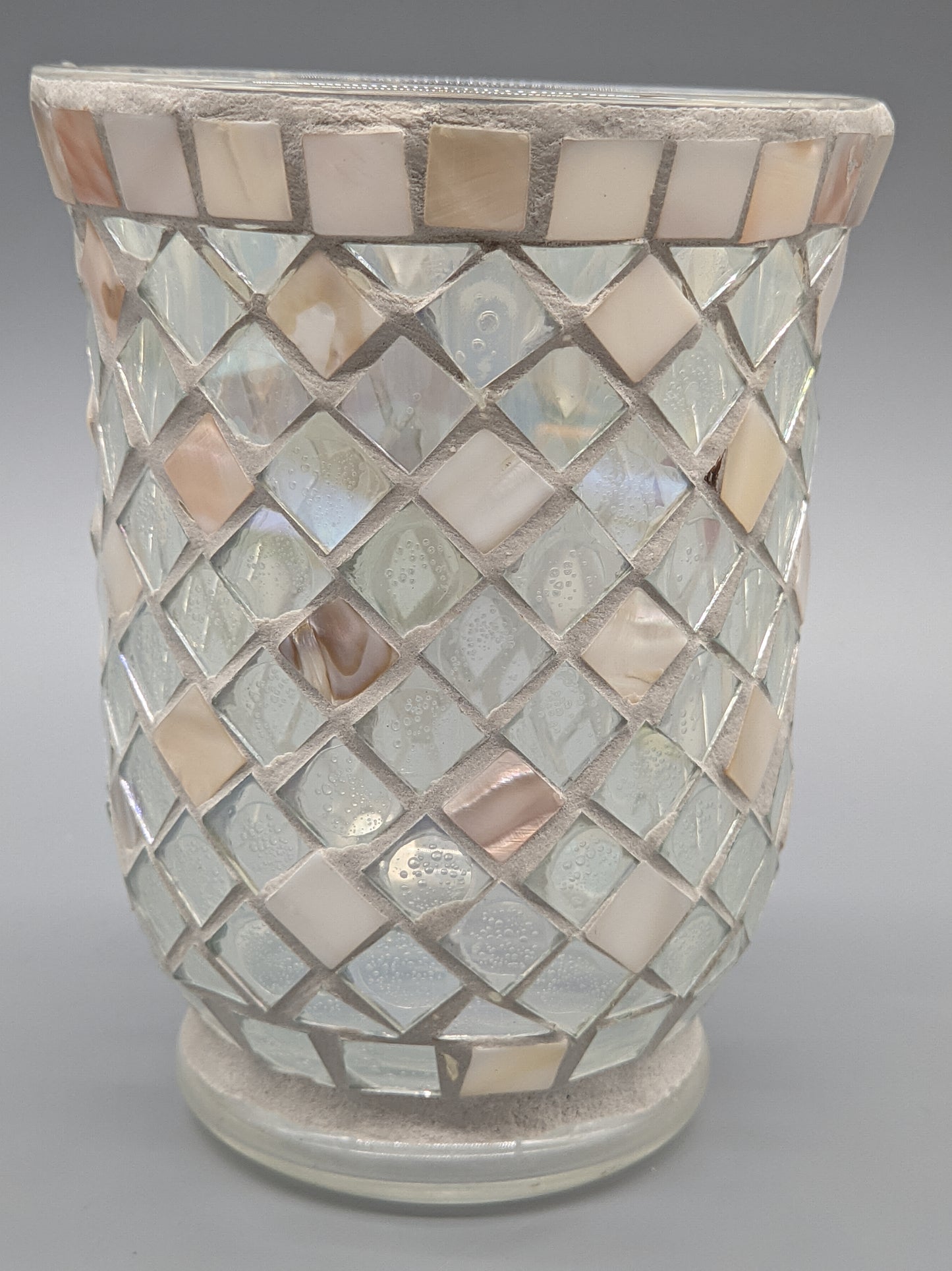 Stilvolles Mosaik Windlicht Elegantes Handarbeit mit Perlmutt-Optik