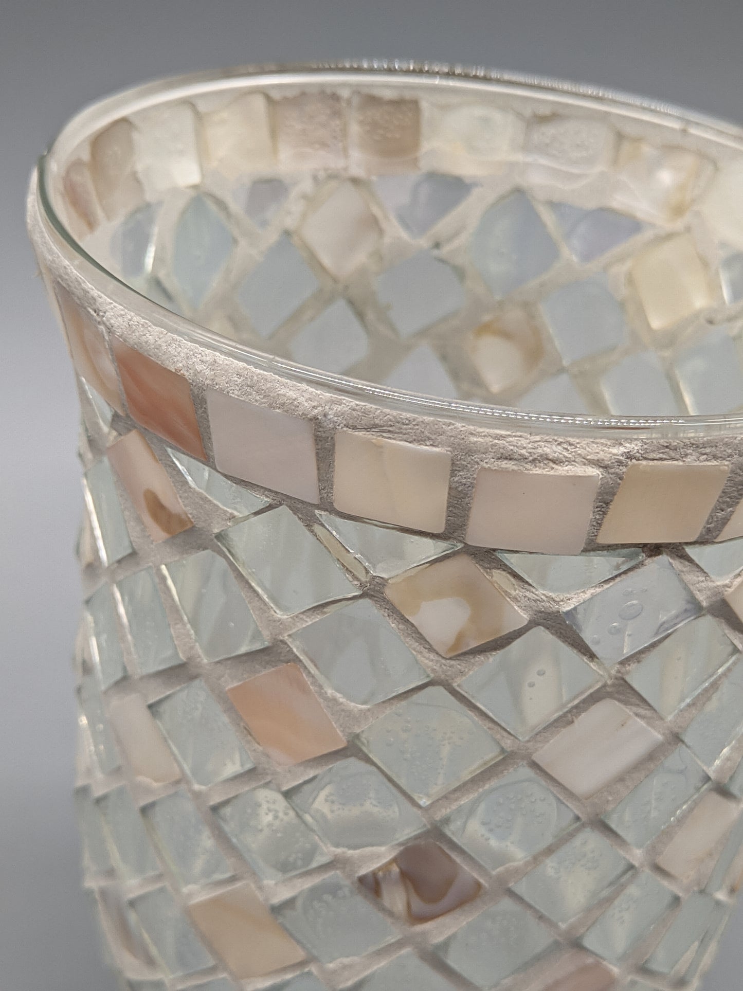 Stilvolles Mosaik Windlicht Elegantes Handarbeit mit Perlmutt-Optik