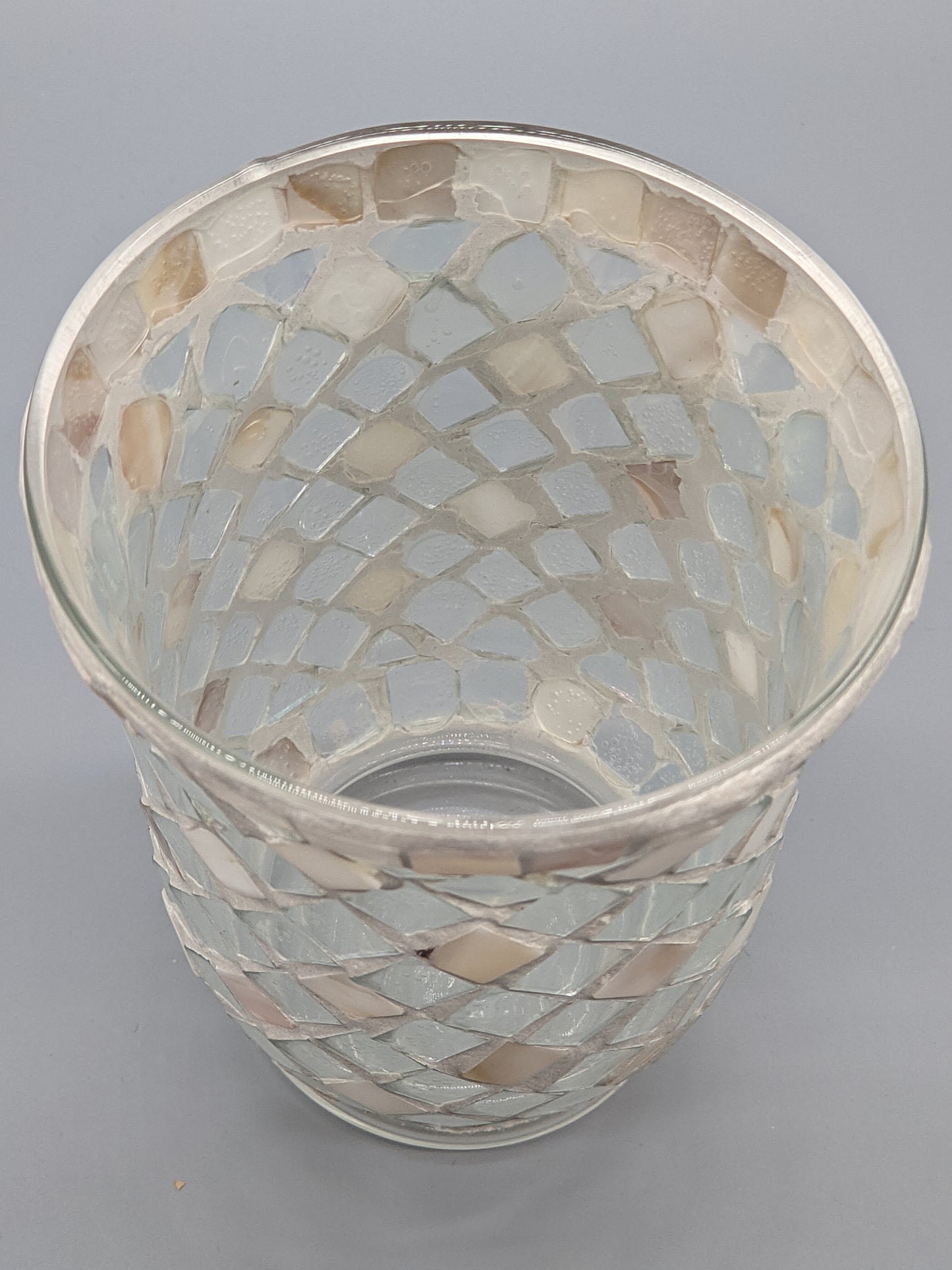 Stilvolles Mosaik Windlicht Elegantes Handarbeit mit Perlmutt-Optik