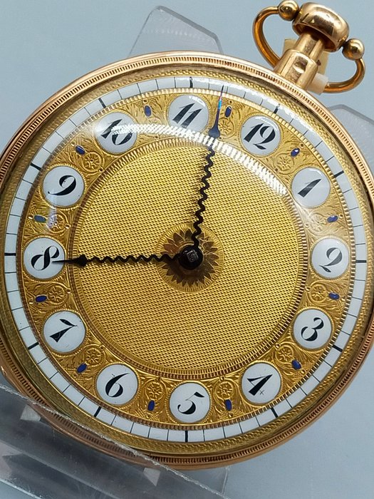 Seltene Antike Spindeltaschenuhr Prunk-Taschenuhr Gold 24K 1949