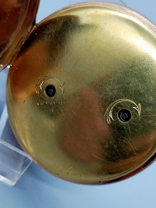 Seltene Antike Spindeltaschenuhr Prunk-Taschenuhr Gold 24K 1949