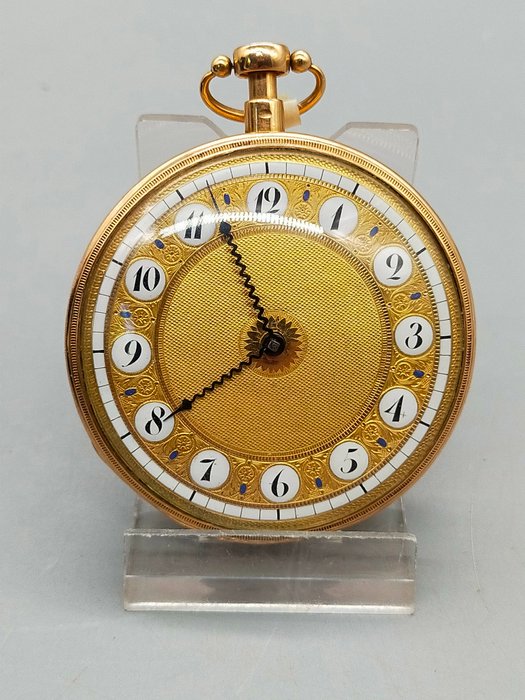 Seltene Antike Spindeltaschenuhr Prunk-Taschenuhr Gold 24K 1949
