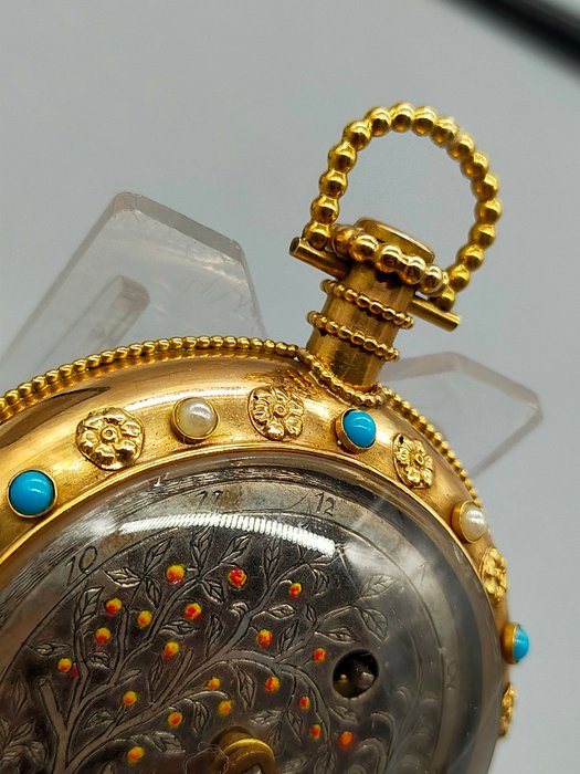 Luxus Seltene Taschenuhr 18K Gold Tascheuhr Adam & Eva 1949