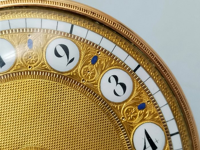 Seltene Antike Spindeltaschenuhr Prunk-Taschenuhr Gold 24K 1949