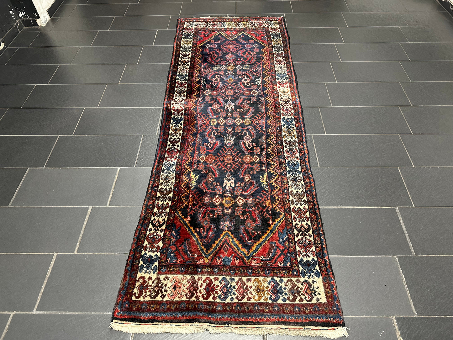 Orientteppich handgeknüpft Malayer Herati Naturfarben 305x105cm
