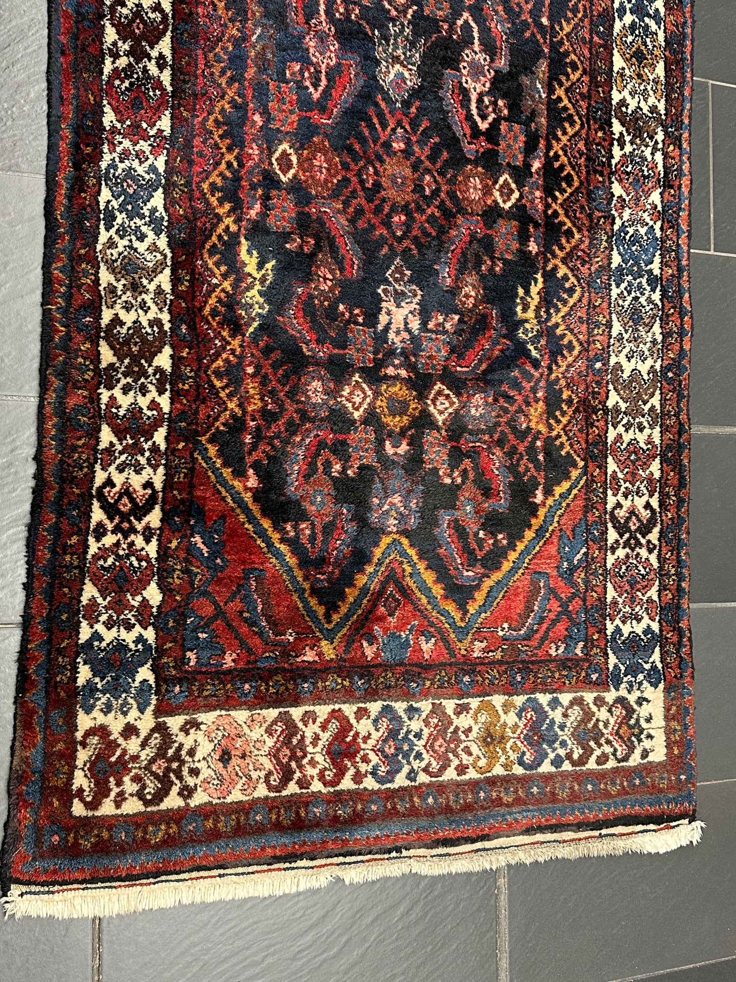 Orientteppich handgeknüpft Malayer Herati Naturfarben 305x105cm