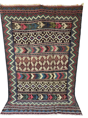 Orientteppich handgeknüpft Kazak Kelim 150x226 cm Wolle antik