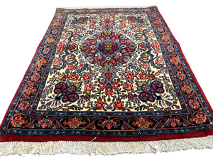 Orientteppich handgeknüpft  Rosen Bidjar Naturfarben 95x74cm