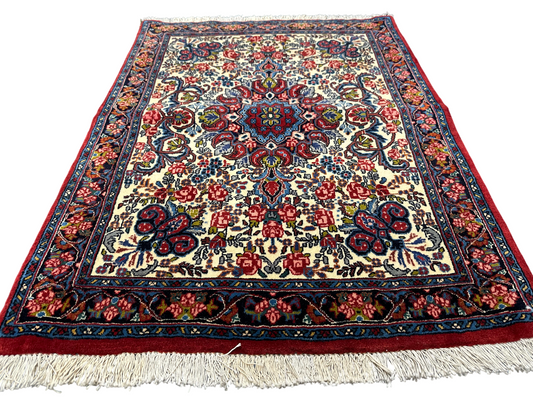 Orientteppich handgeknüpft  Rosen Bidjar Naturfarben 95x74cm