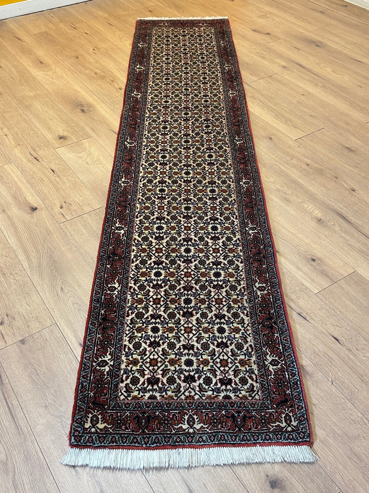 Bidjar Läufer Korkwolle mit floralem Rautenmotiv feine Knüpfung