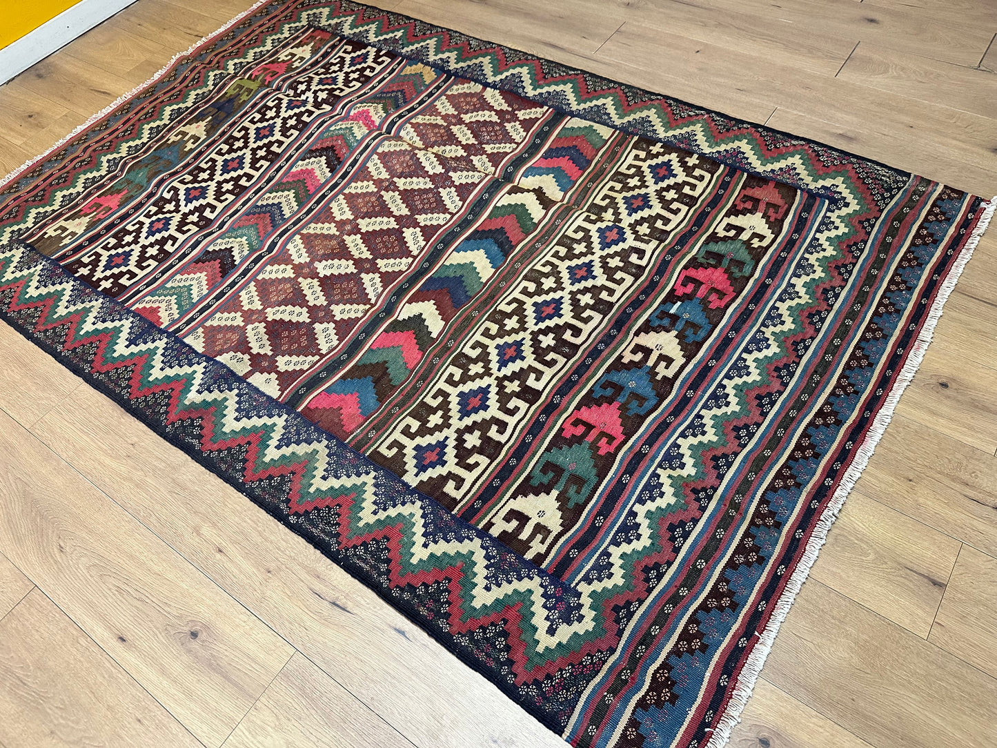 Orientteppich handgeknüpft Kazak Kelim 150x226 cm Wolle antik