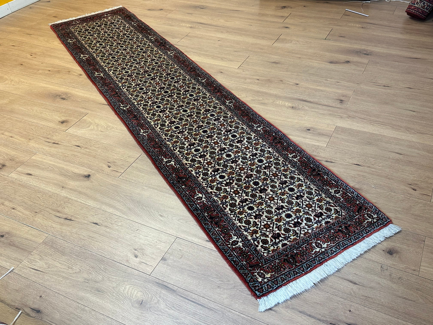 Bidjar Läufer Korkwolle mit floralem Rautenmotiv feine Knüpfung