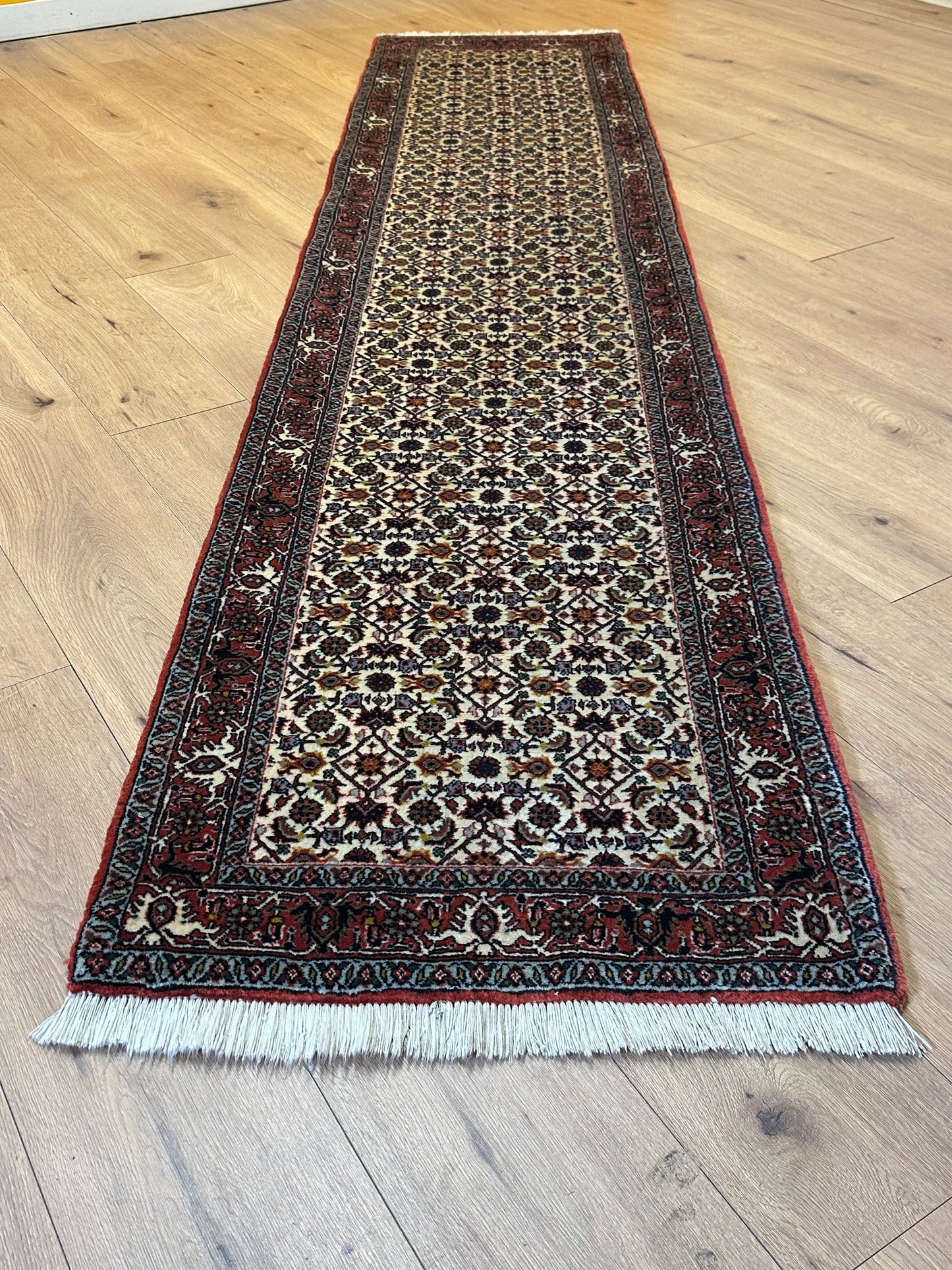 Bidjar Läufer Korkwolle mit floralem Rautenmotiv feine Knüpfung