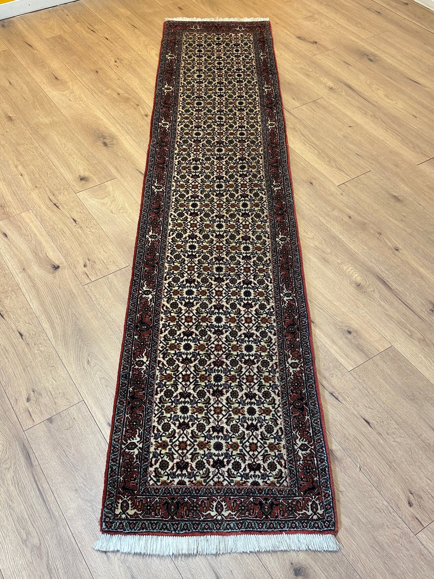 Bidjar Läufer Korkwolle mit floralem Rautenmotiv feine Knüpfung