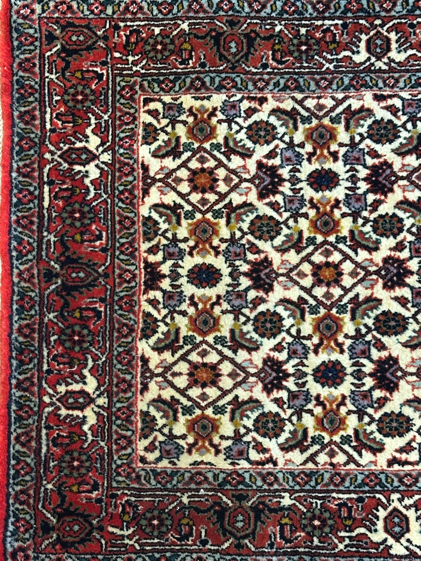 Bidjar Läufer Korkwolle mit floralem Rautenmotiv feine Knüpfung